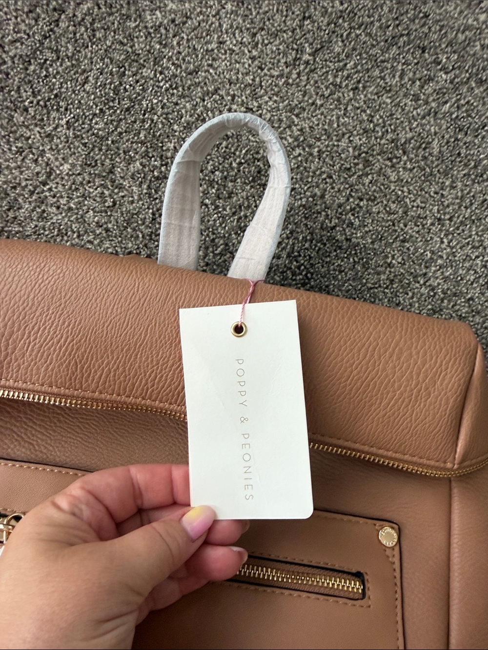 Poppy & Peonies Commuter Backpack Mocha Pebbled Leather - Picture 2 of 5
